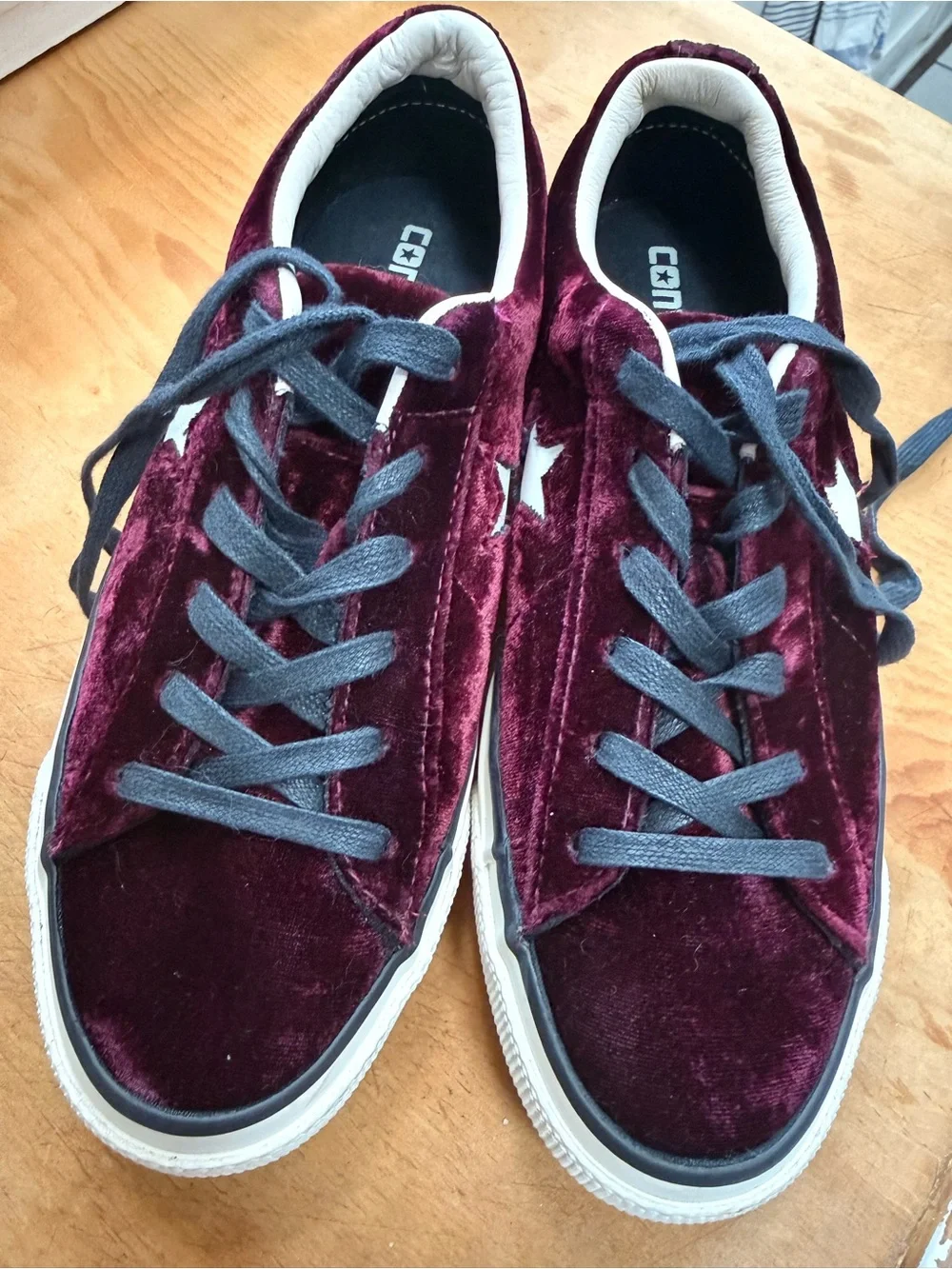 Converse, One Star, Velvet Ox Blood Platform Sneakers, sz 6.5